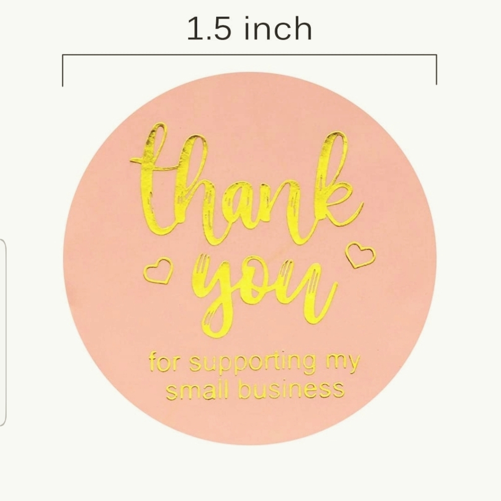 100 1.5 Inch Thank You Sticker Foil Thank You for